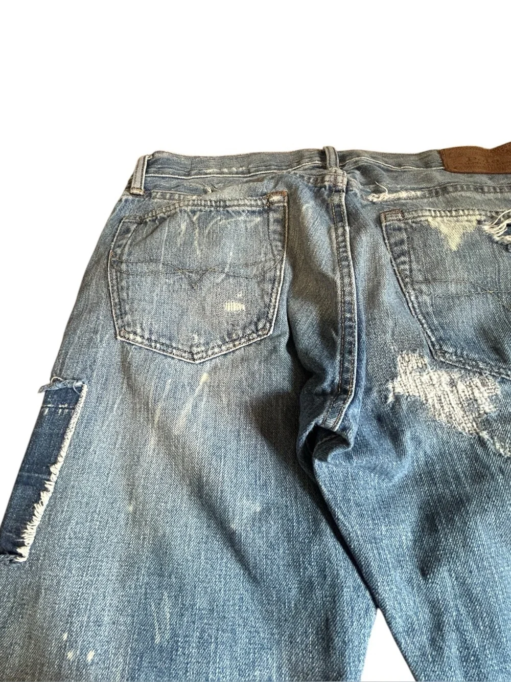Polo Ralph Lauren Varick Slim Distressed Patchwork Jeans 32x30